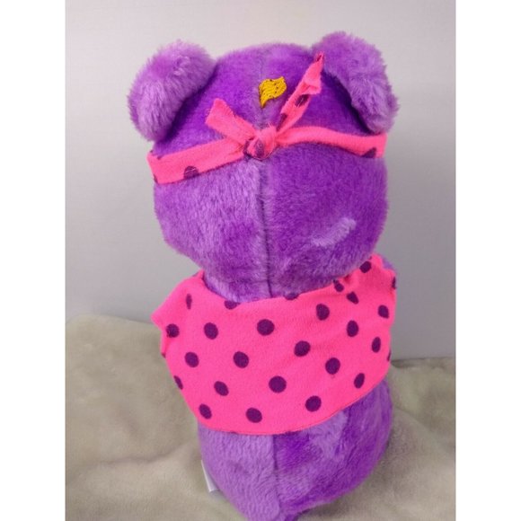 Nanco Plush Bear VTG 1990 Purple Pink Dot Bow Grape Jamin 11" Stuffed Animal Toy - Picture 2 of 8